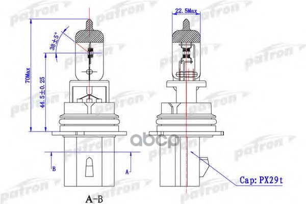 Лампа Галогенная Hb5 12.8V 65/55 Px29t Original Stream (Оригинальные Параметры) Сделано В Корее PATRON арт. PLHB5-65/55