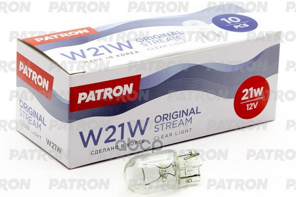Лампа Накаливания (10Шт В Упаковке) W21w 12V Nva Cp W3x16d Original Stream (Оригинальные Параметры) Сделано В Корее PATRON ар...