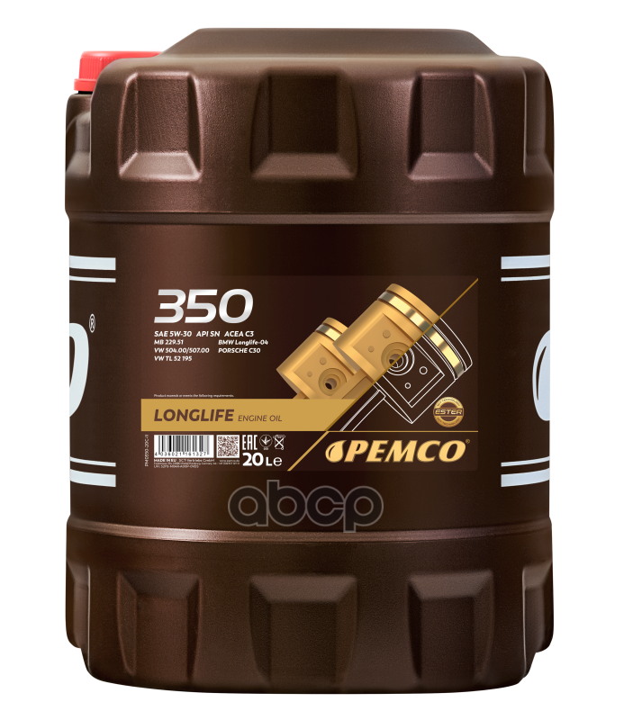 PEMCO 5W-30 Sn, C3 20Л (Pao Синт. Мотор. Масло)