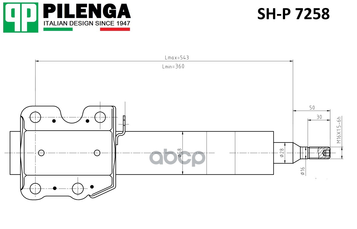 Амортизатор передний SPRINTER 909 c 2006 SH-P7258 PILENGA арт. SH-P7258