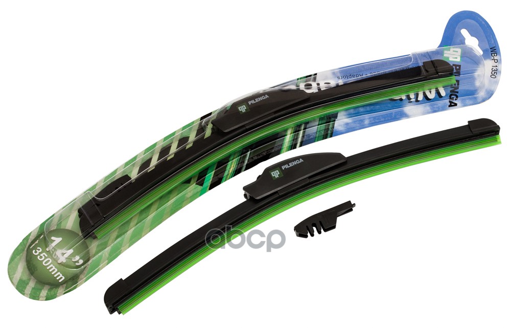 Щетка стеклоочистителя бескаркасная 350mm Универсальные Крючок + Штыковой замок WB-P1350 PILENGA арт. WB-P1350