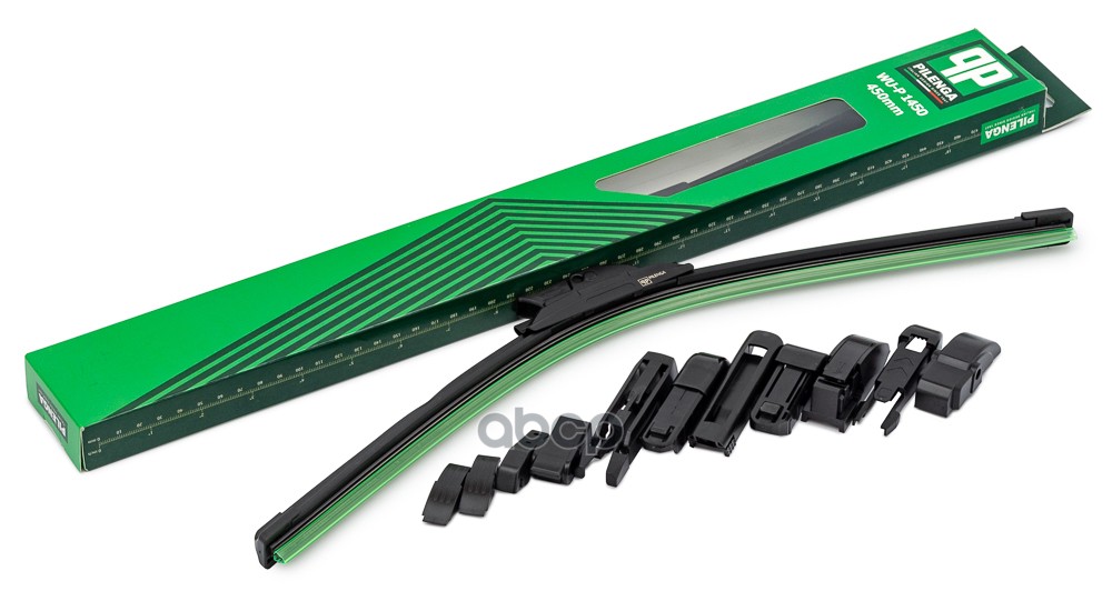 Щетка стеклоочистителя бескаркасная универсальная 450мм 11 адаптеров PILENGA арт. WUP1450