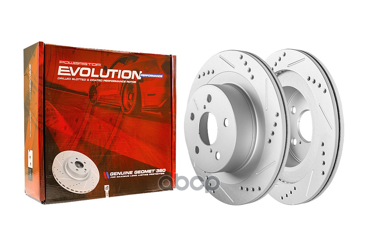Задний тормозной диск Evolution с перфорацией и насечками, в покрытии GEOMET PowerStop POWERSTOP CBR3371 POWER STOP арт. CBR3371