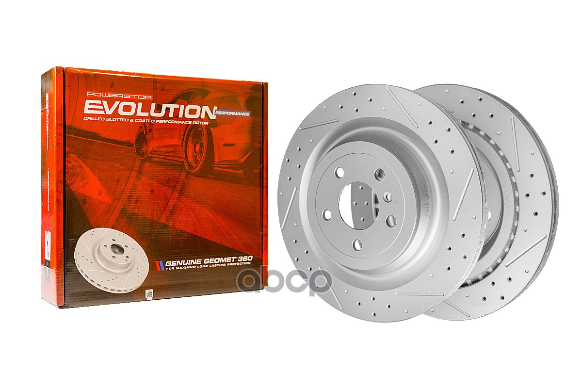 Задний тормозной диск Evolution с перфорацией и насечками, в покрытии GEOMET PowerStop EBR1455 POWER STOP арт. EBR1455