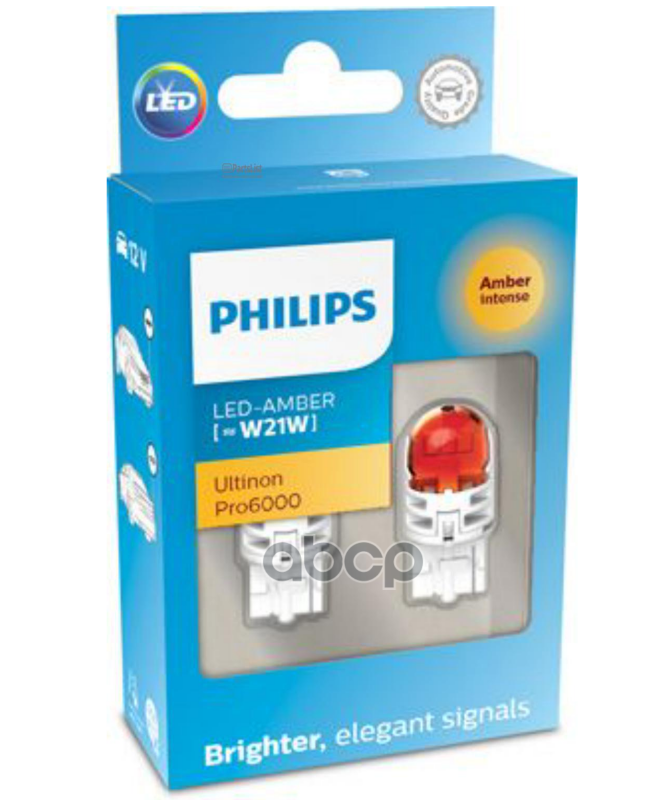 Лампа Сигнальная W21w Led Amber 11065 Au60 12V X2 (К-Т) Philips арт. 11065AU60X2