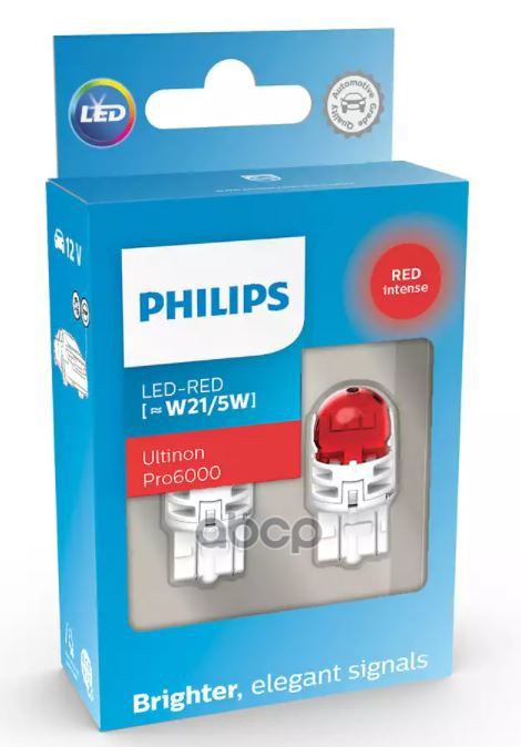 Лампа Сигнальная W21/5W Led Red 11066 Ru60 12V X2 (К-Т) Philips арт. 11066RU60X2