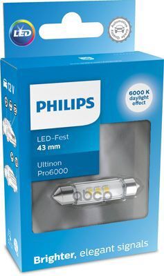 Лампа Сигнальная Festoon 43Mm Led 11866 Cu60 12V X1 1Шт Philips арт. 11866CU60X1