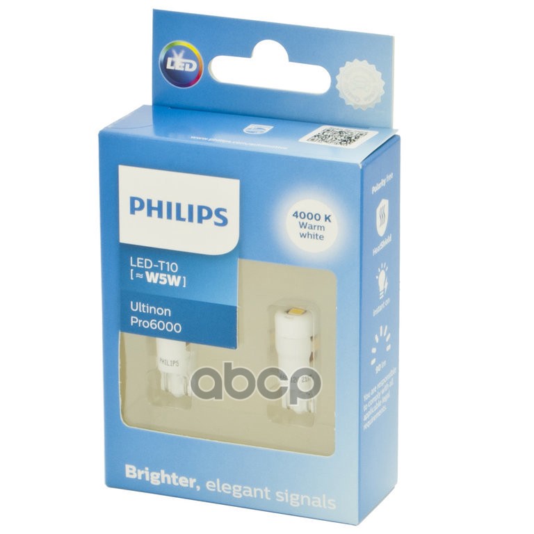 Лампа Сигнальная W5w Led White 11961 Wu60 12V X2 (К-Т) Philips арт. 11961WU60X2