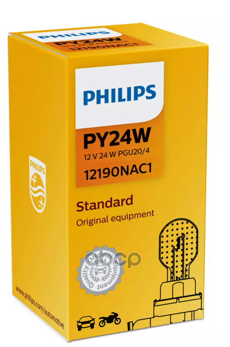 Лампа накаливания сигнальная PY24W PGU20-4 Vision 12V 24W Картон 1шт Philips арт. 12190NAC1