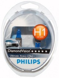 Лампа H1 12V- 55W (P14,5S) (Белый Холод.свет-Голуб.оттен.) Diamond Vision (2Шт) Philips арт. 12258DVS2