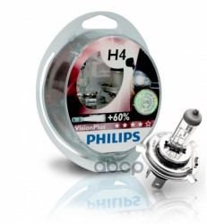 Лампа 12V H4 60/55W +60% PHILIPS VisionPlus 2 шт. DUOBOX 12342VPS2 Philips арт. 12342VPS2
