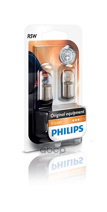 Лампа накаливания сигнальная R5W BA15s Vision 12V 5W Блистер 2 шт Philips арт. 12821B2