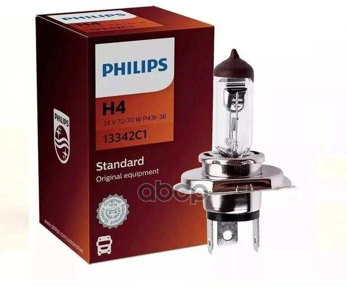 Лампа 24V H4 75/70W PHILIPS MasterDuty 1 шт. картон 13342C1 Philips арт. 13342C1