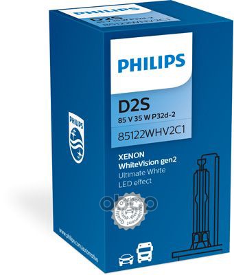 Лампа ксеноновая головного света D2S P32d-2 5000K White Vision 85V 35W Картон 1 шт Philips арт. 85122WHV2C1