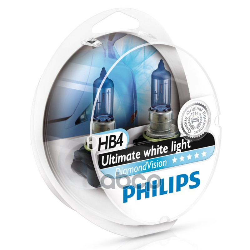 Лампа галогеновая головного света HB4 P22d 5000K Diamond Vision 12V 55W Блистер 2 шт Philips арт. 9006DVS2