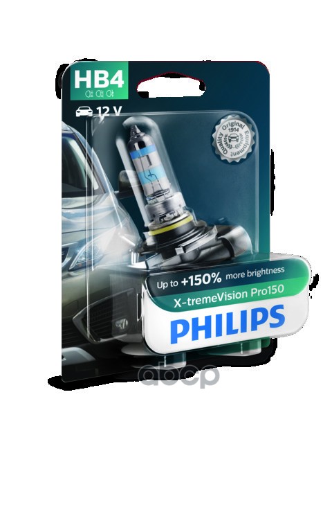 Лампа галогеновая головного света HB4 P22d 3400K X-treme Vision Pro150 12V 51W Блистер 1 шт Philips арт. 9006XVPB1