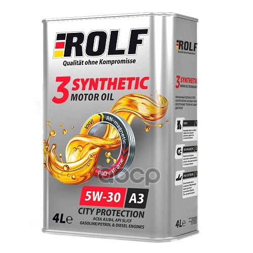 ROLF Масло Моторное Rolf 3-Synthenic 5W-30 Синтетическое 4 Л 322549