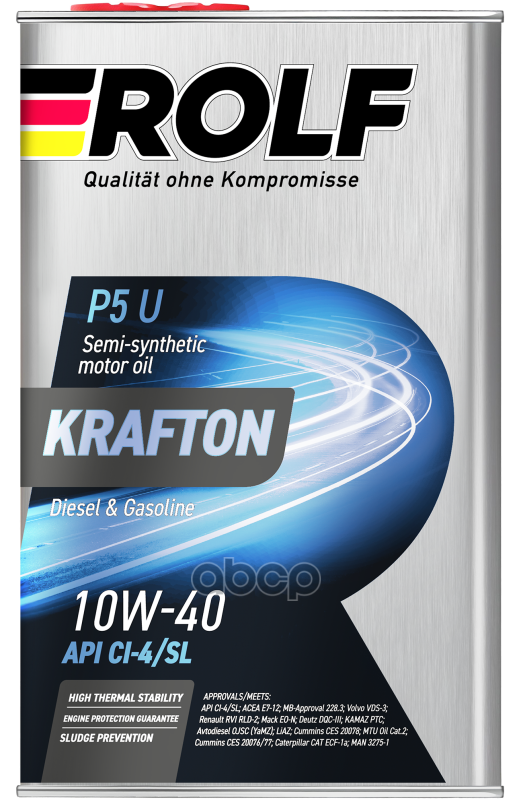 ROLF Масло моторное полусинтетическое Krafton P5 U 10W40 SL/CI-4, E7 1л