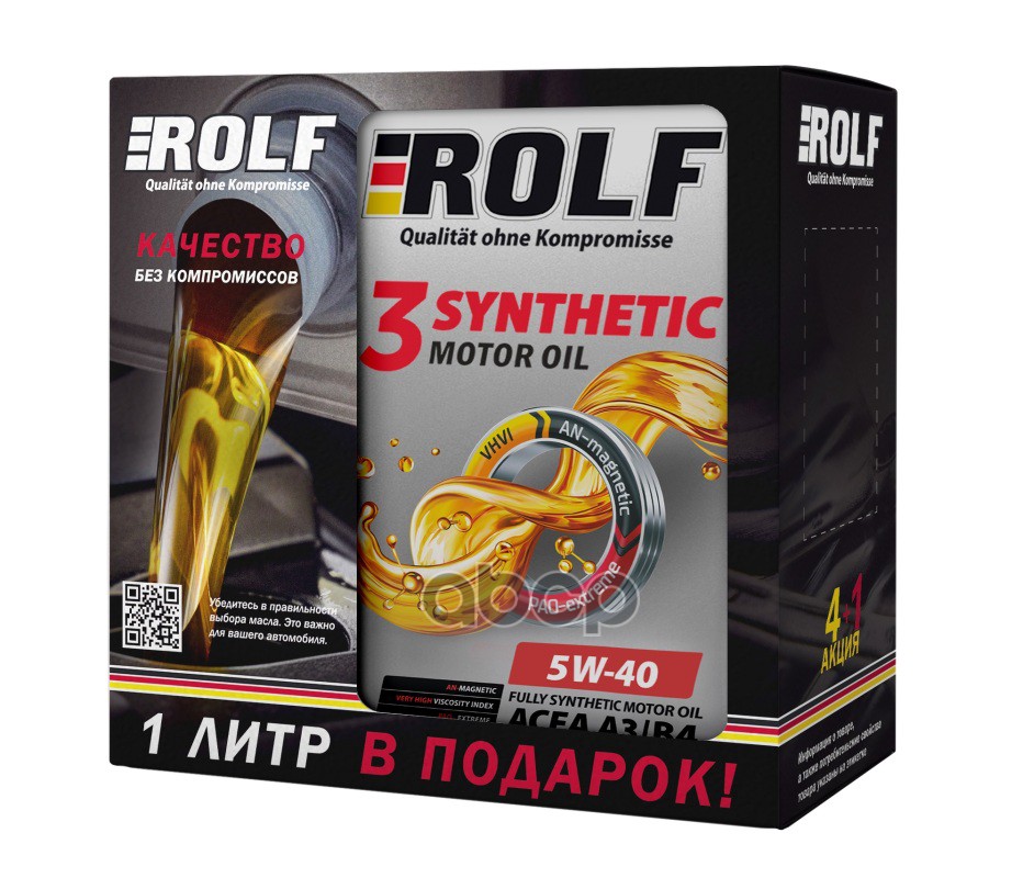 ROLF Масло Моторное Синтетическое 3-Synthetic 5W40 Api Sn/Cf, Acea A3/B3/B4 4+1Л