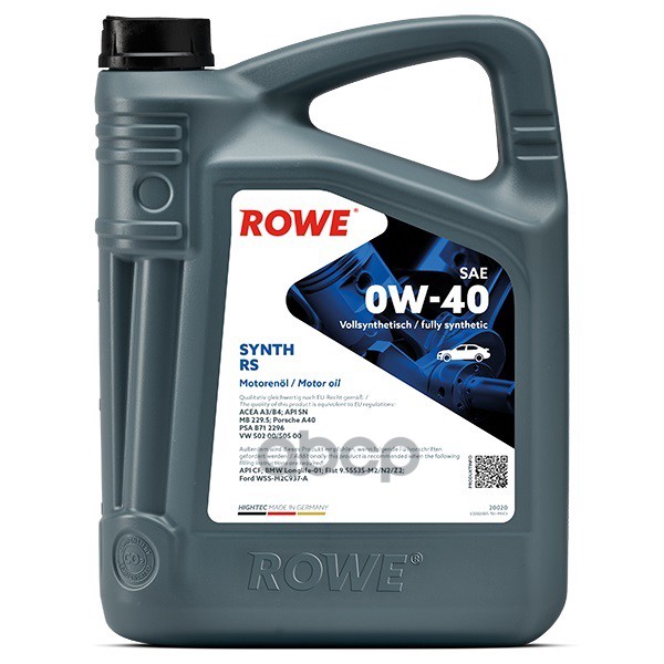 ROWE Масло моторное HIGHTEC SYNT RS 0W40 синт.4л ROWE 20020004099