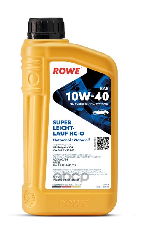 ROWE Rowe Hightec Super Leichtlauf 10W-40 Hc-O 1Л Масло Моторное
