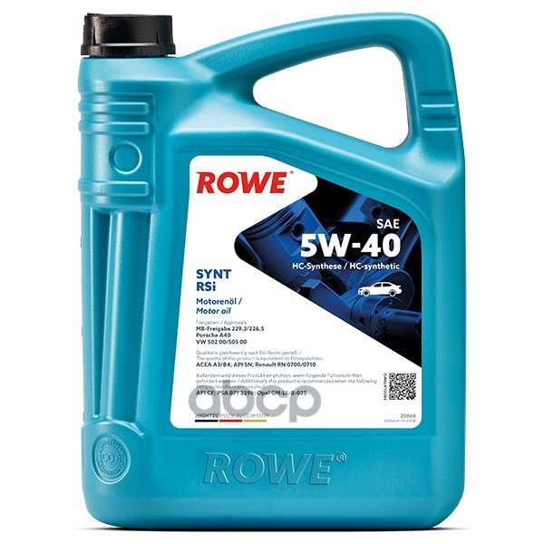 ROWE Масло моторное синтетика ROWE HIGHTEC SYNT RSi 5W-40 4 л.