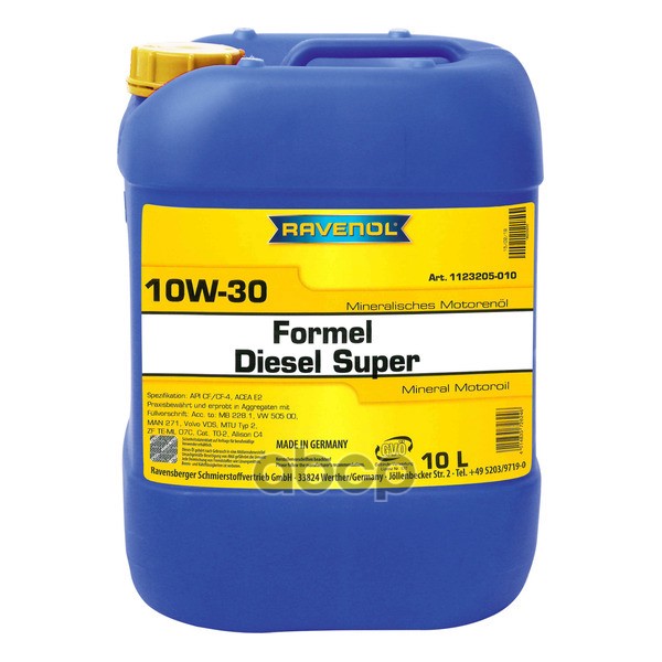 Ravenol Моторное масло RAVENOL Formel Diesel Super 10W-30 10л (112320501001999) 4014835726246