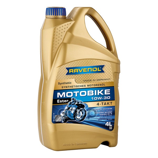 Моторное масло RAVENOL Motobike 4-T Ester 10W-30 4л (117211100401999) 4014835731097 Ravenol арт. 4014835731097