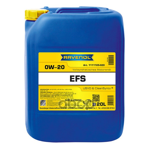 Моторное масло RAVENOL EFS 0W-20 20л (111110502001999) 4014835846753 Ravenol арт. 4014835846753