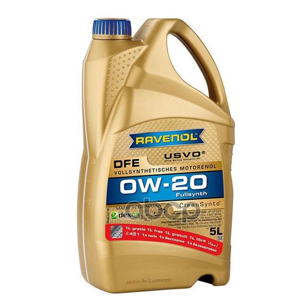 АКЦИЯ Моторное масло RAVENOL DFE 0W-20 (5л) 4+1 4014835860223 Ravenol арт. 4014835860223
