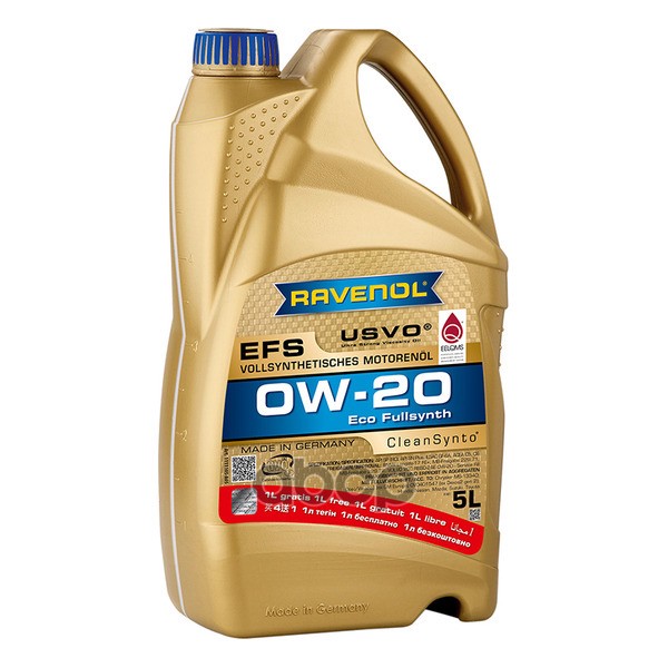 Ravenol АКЦИЯ Моторное масло RAVENOL EFS EcoFullSynth. 0W-20 (5л) 4+1 4014835875142