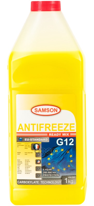 Антифриз, Готовый Раствор Eu-Standard G12 Жёлтый -37°C, 1Кг SAMSON арт. 803351