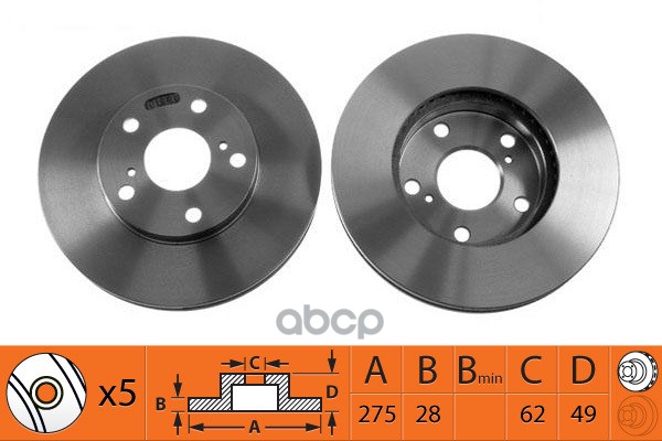Диск тормозной передний TOYOTA AVENSIS 01-/CAMRY 91-01/PREVIA 00- BR21106T SB Nagamochi арт. BR21106T
