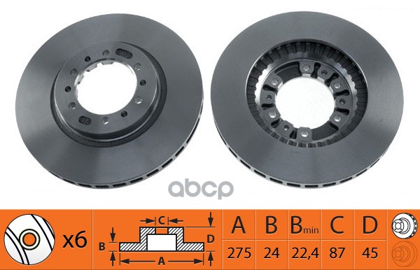 Диск тормозной передний MITSUBISHI   »   L200 01.96~12.07  MITSUBISHI   »   Pajero 01.91~01.04  MITS SB Nagamochi арт. br23124t