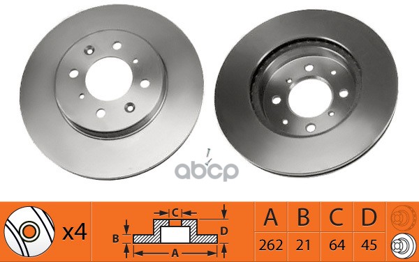 Диск тормозной передний HONDA FIT/JAZZ GE/CIVIC 89-05 BR28106T SB Nagamochi арт. BR28106T