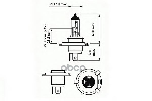 Лампа Накаливания H4 White 12V 60/55W P43t SCT арт. 202013