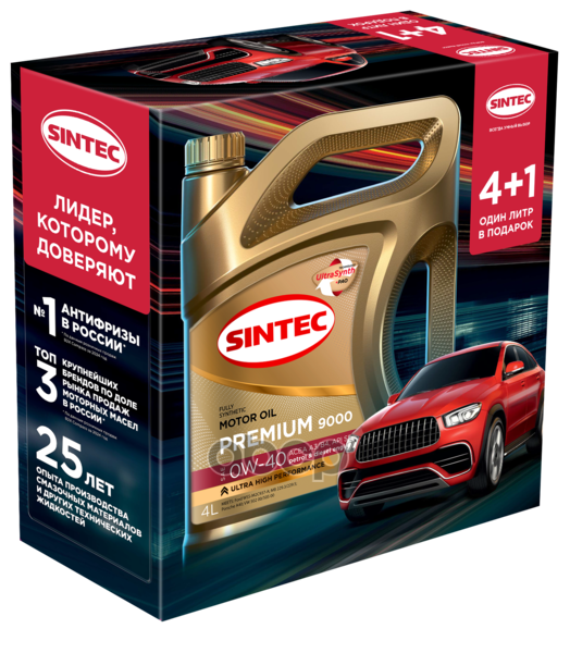 Масло моторное синтетическое Premium 9000 0W40 SP/CF, A3/B4  4+1л SINTEC арт. 103068