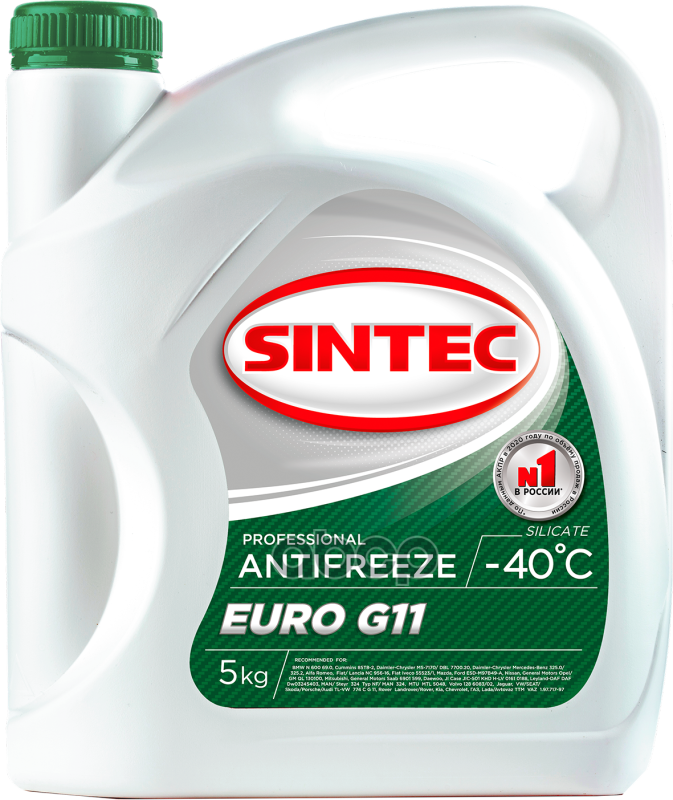 Антифриз Sintec -40  G11 Euro Зеленый  5Кг (4Шт/144/36)Мт SINTEC арт. 800523