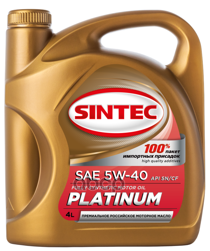 SINTEC Масло моторное синтетическое Platinum 5W40 SN/CF, A3/B4 4л