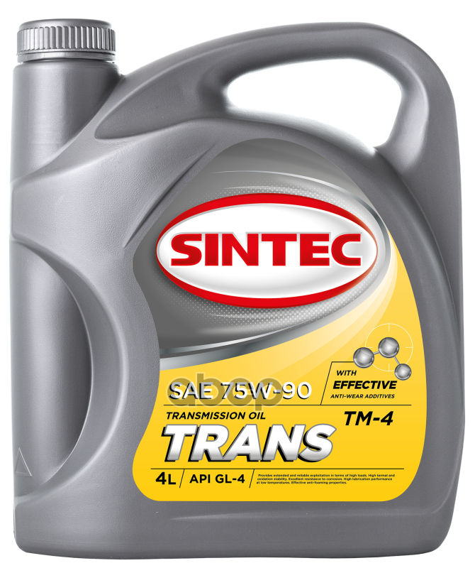 Масло Трансмиссионное Sintec Trans Тм4 Sae 75W-90 Api Gl-4 Полусинтетика 4Л 900360 SINTEC арт. 900360