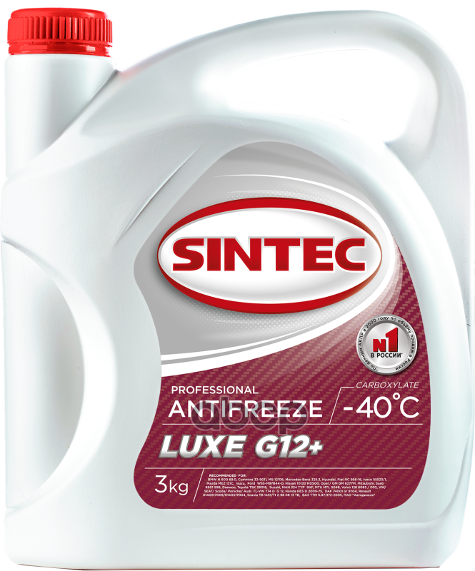 Антифриз Sintec LUXE G12+ готовый -40 красный 3 кг 990464 SINTEC арт. 990464