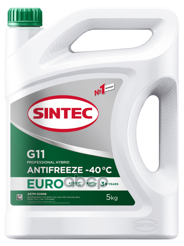 Антифриз Sintec EURO G11 готовый -40 зеленый 5 кг 990554 SINTEC арт. 990554