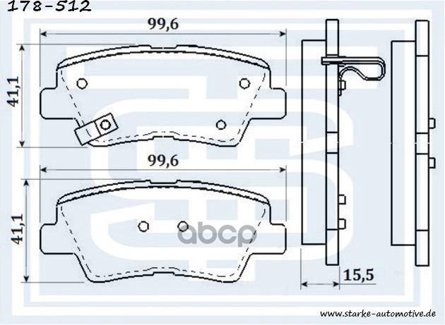 Колодки Тормозные Задние Hyundai I40 (Vf)Solaris Iv  Kia Rio Iii   11.2010-- 178512 STARKE арт. 178512
