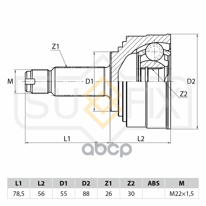 Шрус Наружный | Перед Прав/Лев | SUFIX арт. ST1019