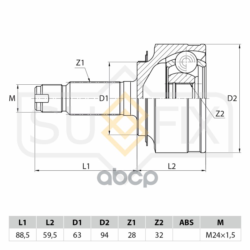 Шрус Наружный | Перед Прав/Лев | SUFIX арт. ST1020