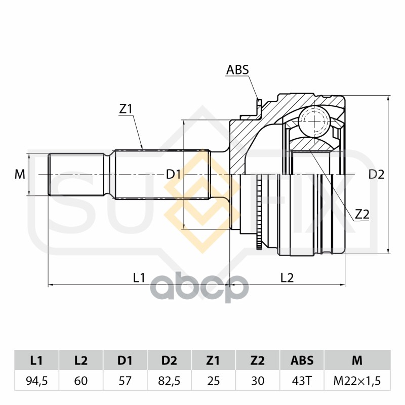 Шрус Наружный Mitsubishi Lancer(Cs) 1.6Mt 03 St-1038 SUFIX арт. ST-1038