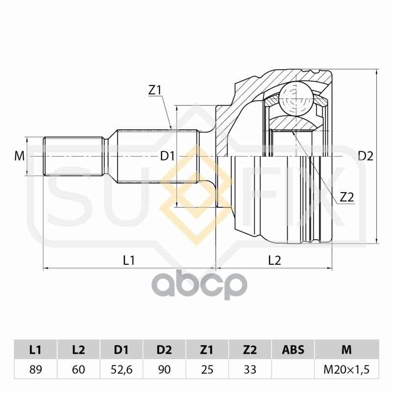 Шрус Наружный Renault Duster 1.5D-1.6 10 / Fluence 1.5D-2.0 10 / Megane Iii 1.4-1.9D 08 / Scenic Iii 1.4-1.6D 09 St-1067 SUFI...