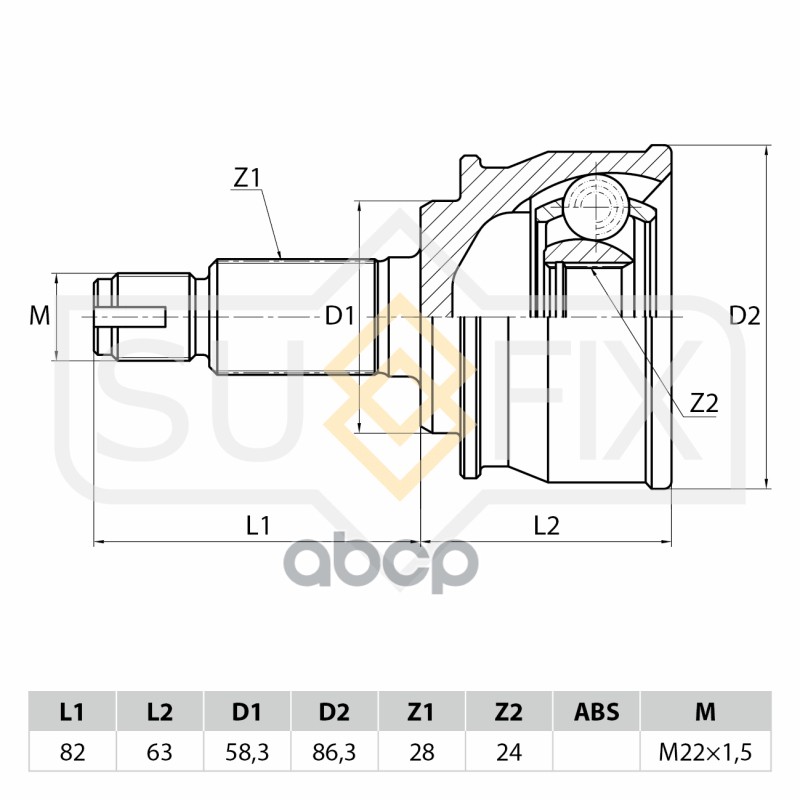 Шрус Наружный | Перед Прав/Лев | SUFIX арт. ST1076