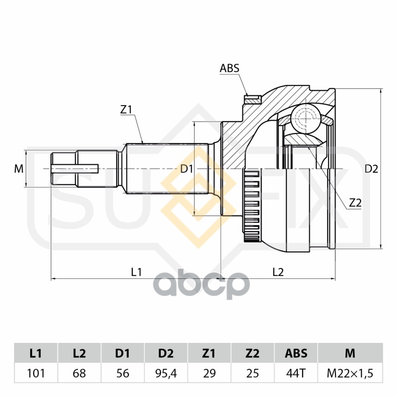 Шрус Наружный | Перед Прав/Лев | SUFIX арт. ST1090