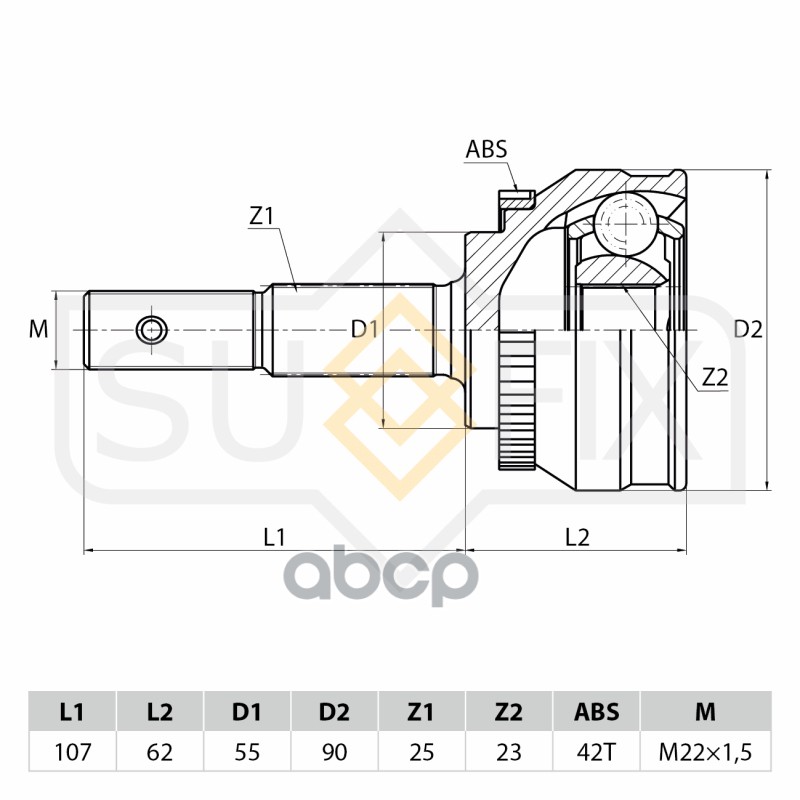 Шрус Наружный Nissan Sunny(B13) 1.6 92-95/Pulsar 1.5-1.6 90 / Almera(N15) 1.6-2.0D 95-00 St-1093 SUFIX арт. ST-1093